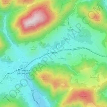 Bruckの地形図、標高、地勢