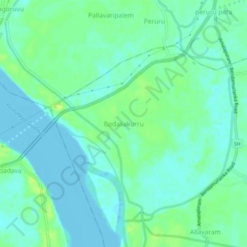 Bodasakurruの地形図、標高、地勢