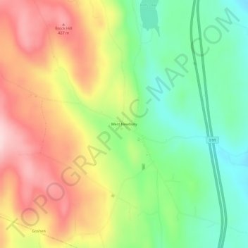 West Newburyの地形図、標高、地勢