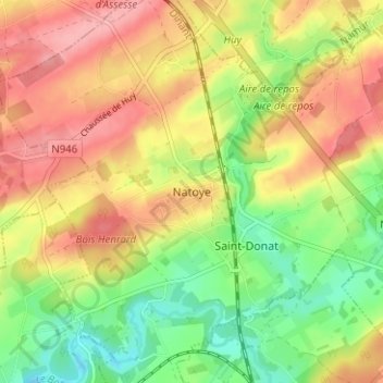 Natoyeの地形図、標高、地勢