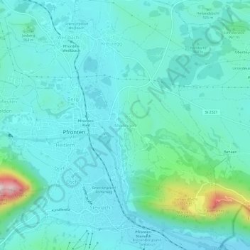 Meilingenの地形図、標高、地勢
