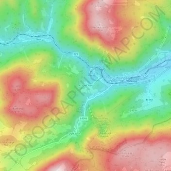 Auf der Almの地形図、標高、地勢