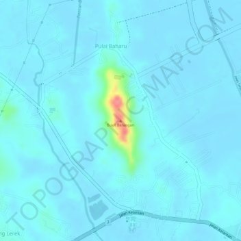 Bukit Beranganの地形図、標高、地勢