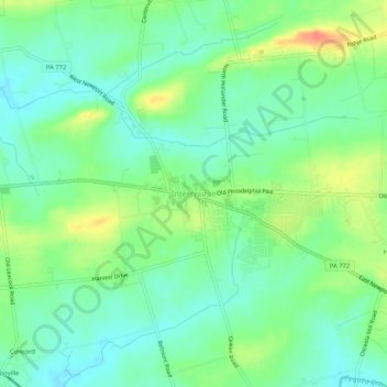 Intercourseの地形図、標高、地勢