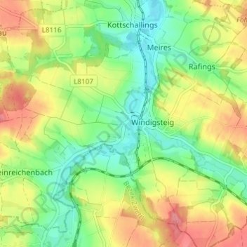 Marklの地形図、標高、地勢