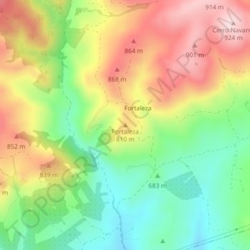 Fortalezaの地形図、標高、地勢