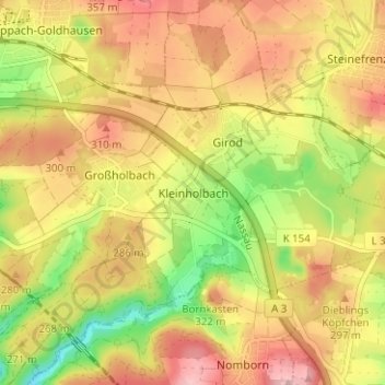 Kleinholbachの地形図、標高、地勢