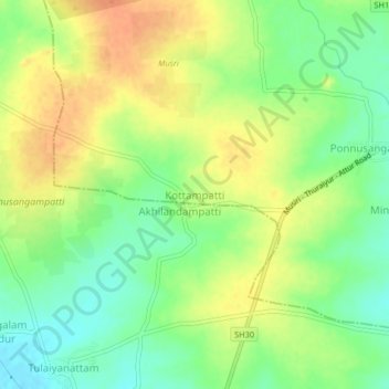 Kottampattiの地形図、標高、地勢