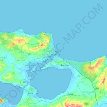 Bizerteの地形図、標高、地勢