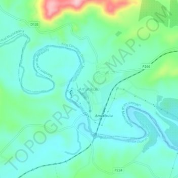 Amatikuluの地形図、標高、地勢