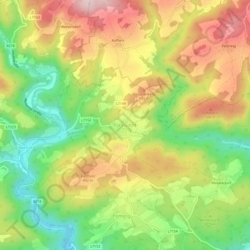 Fahnsdorfの地形図、標高、地勢