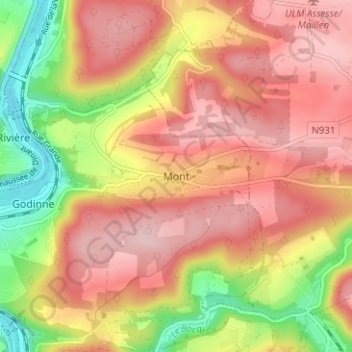 Montの地形図、標高、地勢