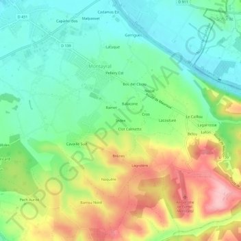 Indexの地形図、標高、地勢