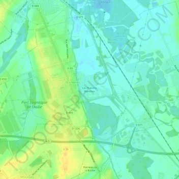 Les Maisons Blanchesの地形図、標高、地勢