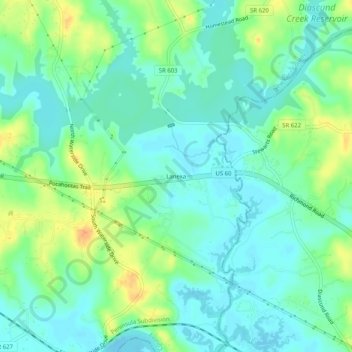 Lanexaの地形図、標高、地勢