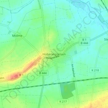 Hoheneggelsenの地形図、標高、地勢