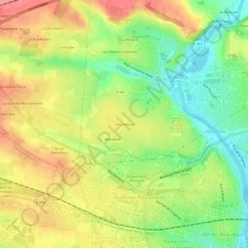 Heurtebiseの地形図、標高、地勢