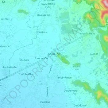 Doi Saketの地形図、標高、地勢