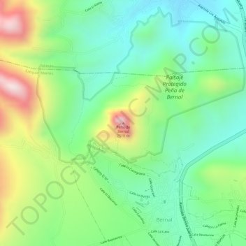 Bernal boulderの地形図、標高、地勢