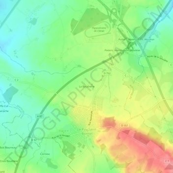 La Boucherieの地形図、標高、地勢
