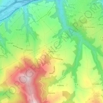 Dizimieuxの地形図、標高、地勢