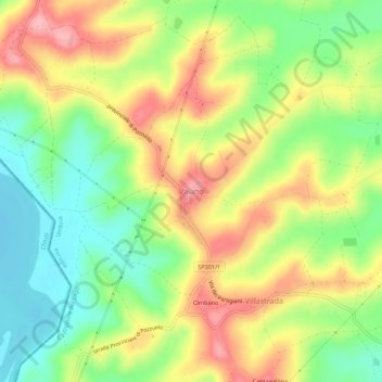 Vaianoの地形図、標高、地勢