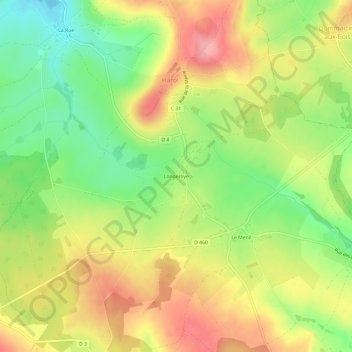 Longeroyeの地形図、標高、地勢