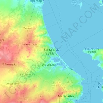 Santa Cruz de Maraの地形図、標高、地勢