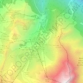 Arc 2000の地形図、標高、地勢