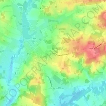 Le Radoitの地形図、標高、地勢