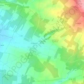 Les Maisons Neuvesの地形図、標高、地勢