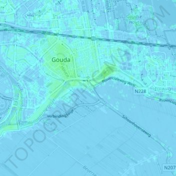 Stolwijkersluisの地形図、標高、地勢