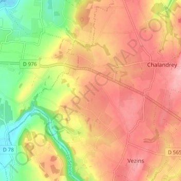 La Vincendièreの地形図、標高、地勢
