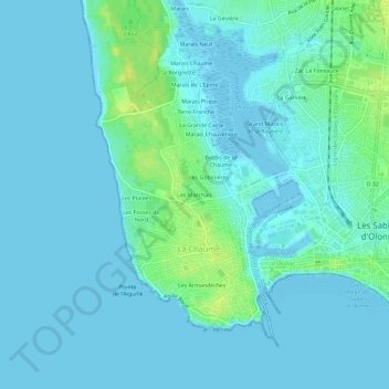 Les Marchaisの地形図、標高、地勢