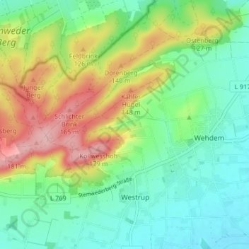 Waldfriedenの地形図、標高、地勢