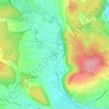 Bruggenの地形図、標高、地勢