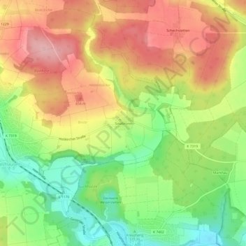 Sinabronnの地形図、標高、地勢