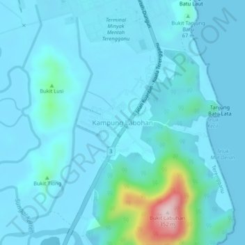 Kampung Labohanの地形図、標高、地勢