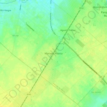 Mariano Acostaの地形図、標高、地勢