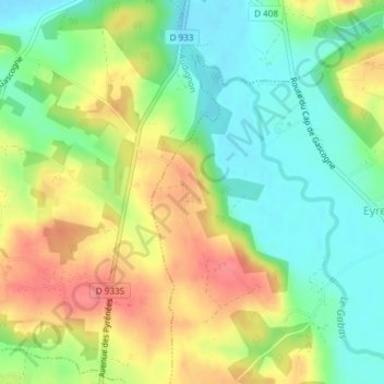 Daouratの地形図、標高、地勢