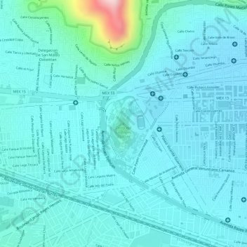 Cerro del Coatepecの地形図、標高、地勢