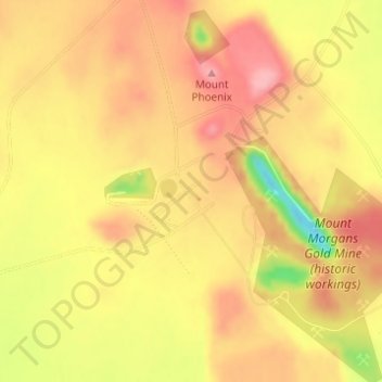 Mount Morgansの地形図、標高、地勢