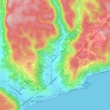 Calvisioの地形図、標高、地勢