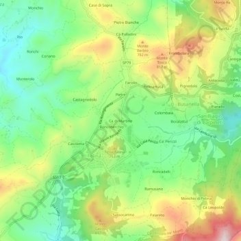 Ca di Martinoの地形図、標高、地勢