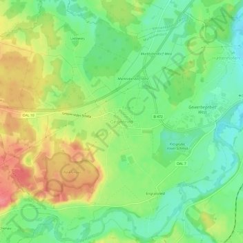 Geisenriedの地形図、標高、地勢