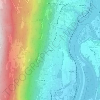 Mieugyの地形図、標高、地勢