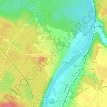 Samois-sur-Seineの地形図、標高、地勢