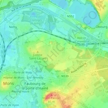 La Masureの地形図、標高、地勢