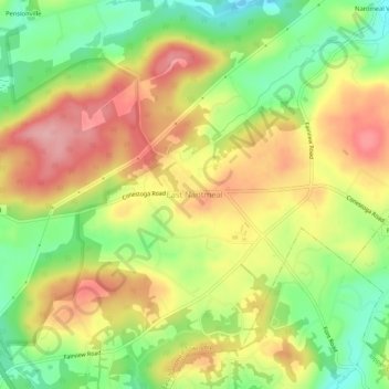 East Nantmealの地形図、標高、地勢