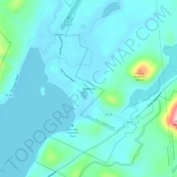 Rudestonの地形図、標高、地勢